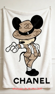 Luxury Chanel Style Mickey Mouse Flannel Throw Blanket IMG_7392